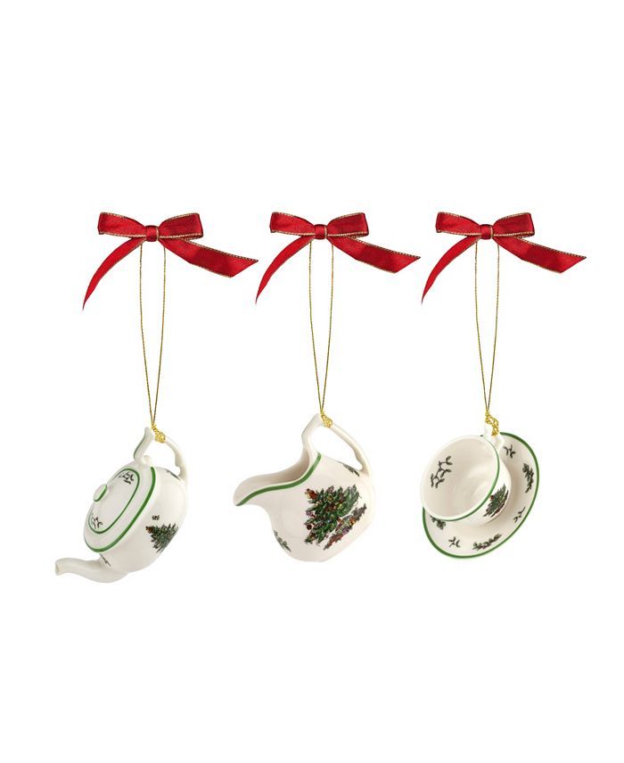 Spode Christmas Tree Christmas Tree Tea Set Ornaments, 3 Pieces & Reviews - Shop All Holiday - Ho... | Macys (US)