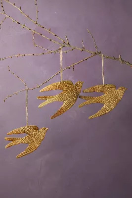 Golden Bird Ornaments, Set of 3 | Anthropologie (US)