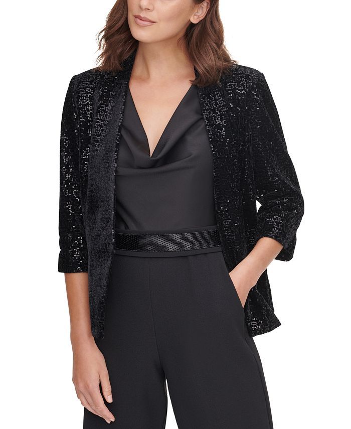 Eliza J Sequinned Velvet Jacket & Reviews - Jackets & Blazers - Women - Macy's | Macys (US)