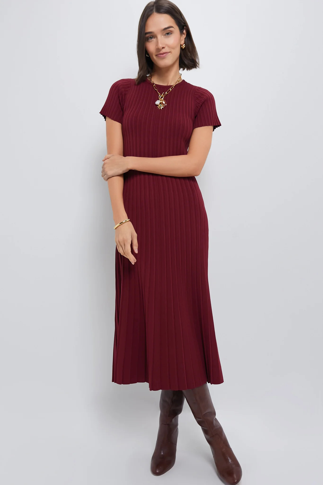 Oxblood Knit Murphy Swing Dress | Tuckernuck (US)