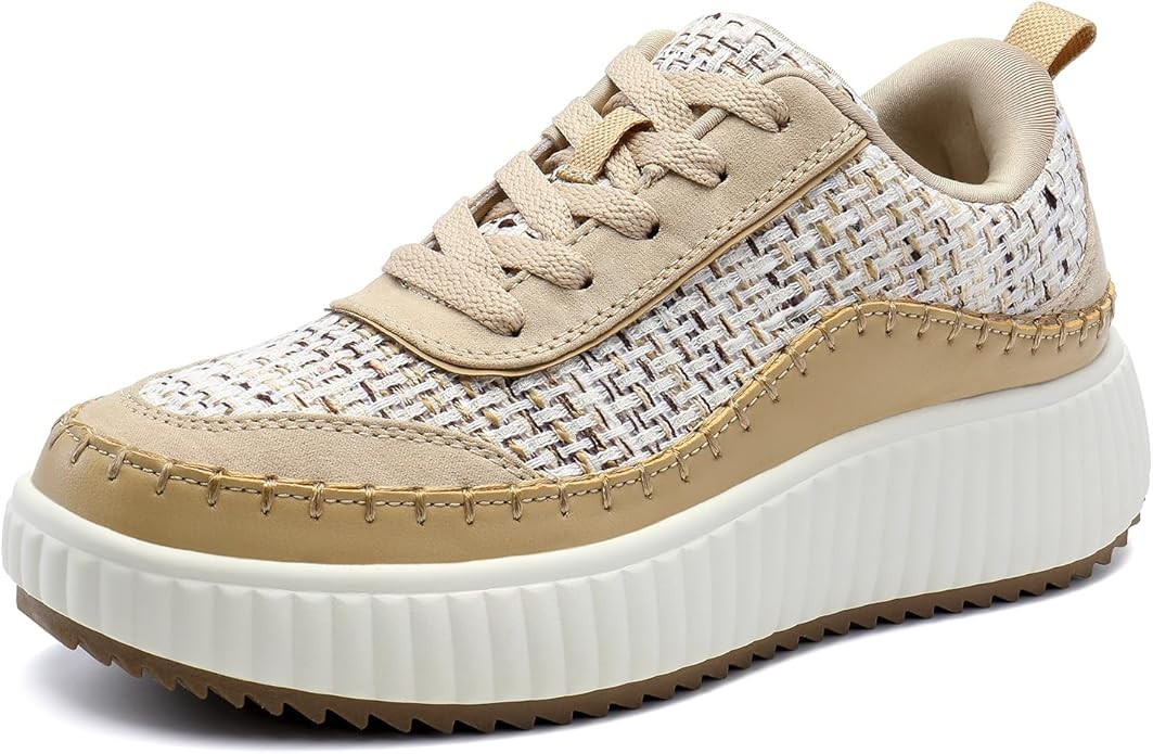DREAM PAIRS Women Chunky City Tweed Comfortable Casual Platform Fashion Sneaker | Platform Non Sl... | Amazon (US)