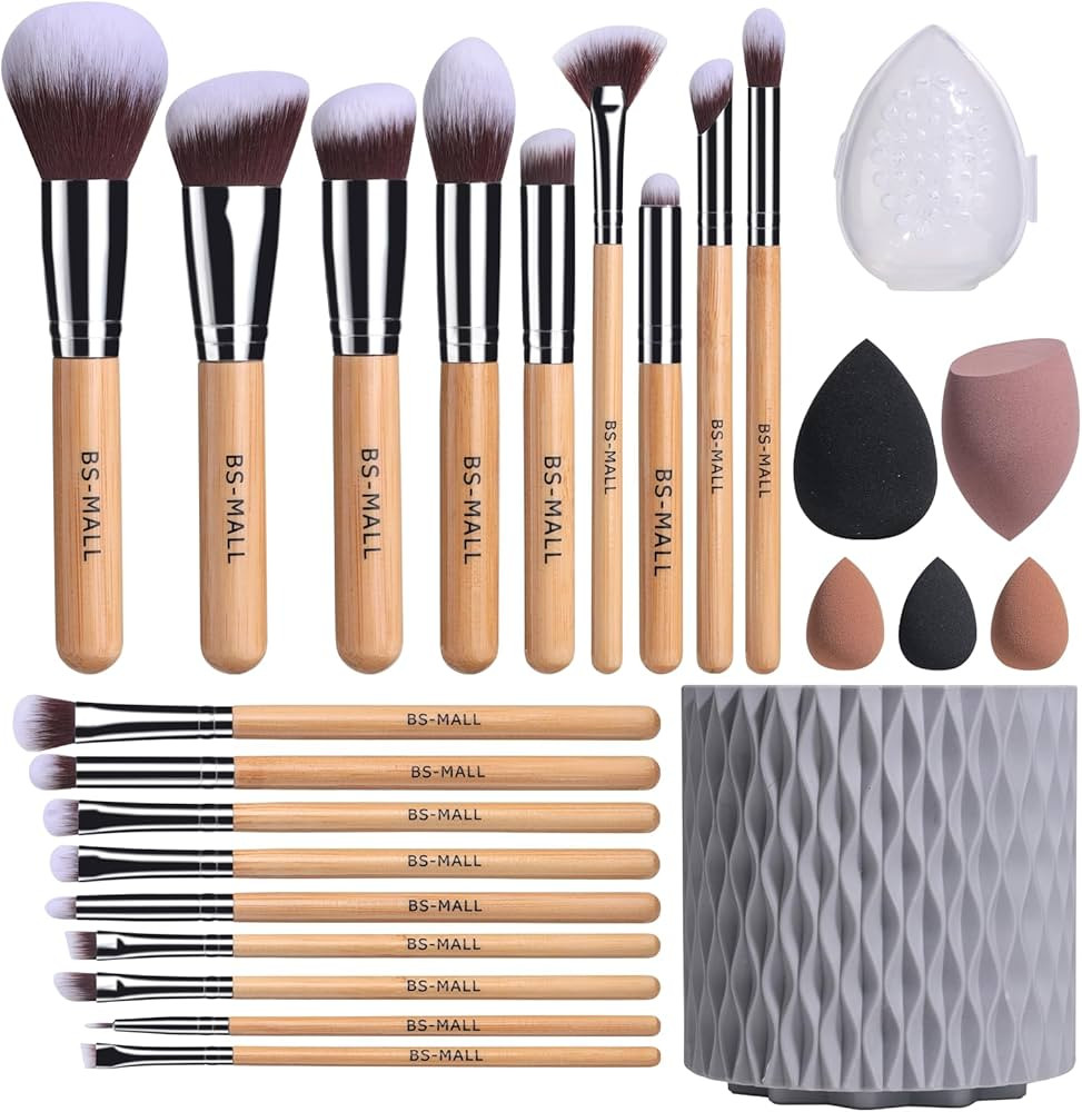 BS-MALL Makeup Brushes Bamboo Premium Synthetic Foundation Powder Concealers Eye Shadows 18 Pcs B... | Amazon (US)