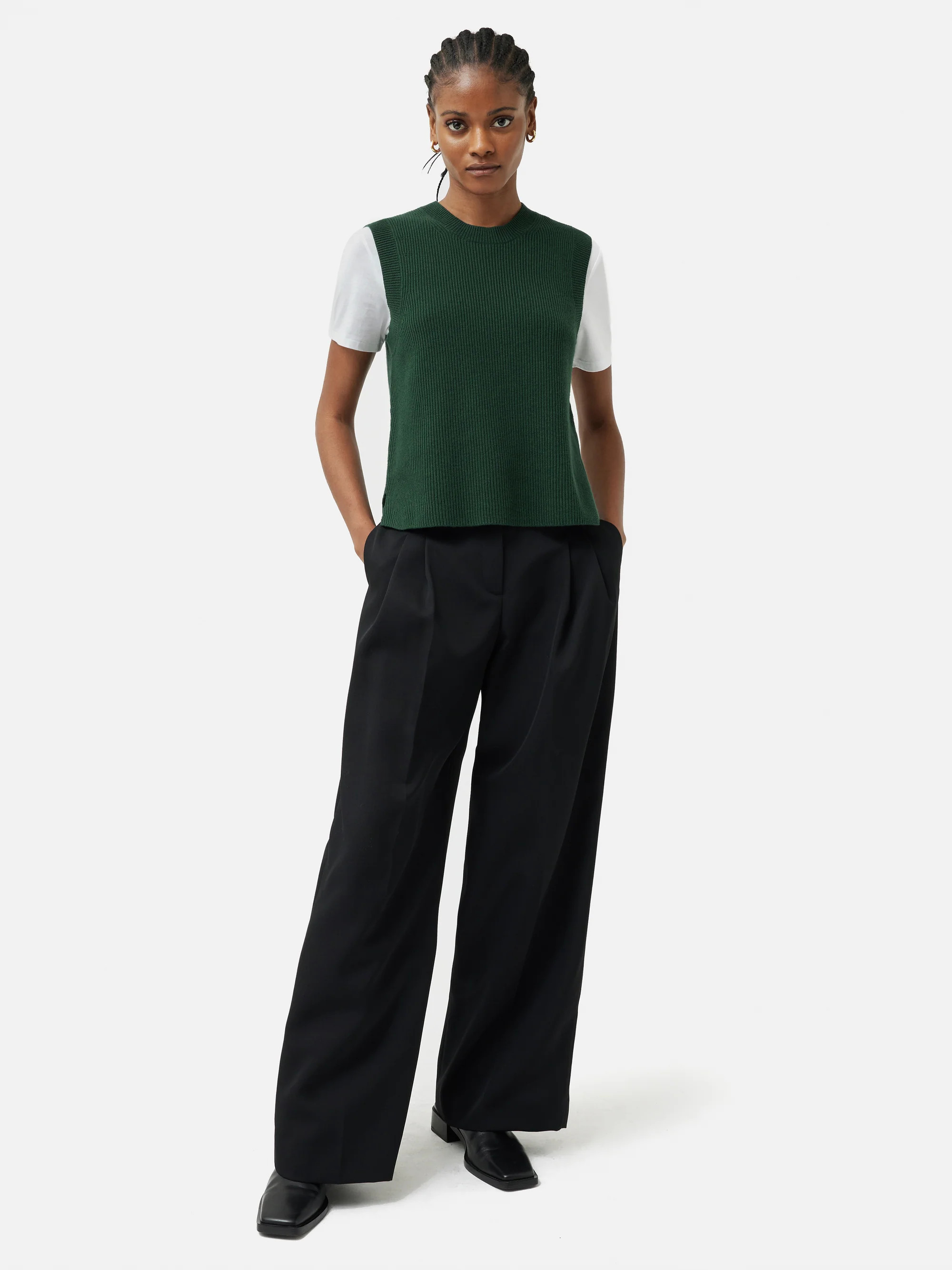 Cotton Blend Crew Tank | Brown | Jigsaw (UK)