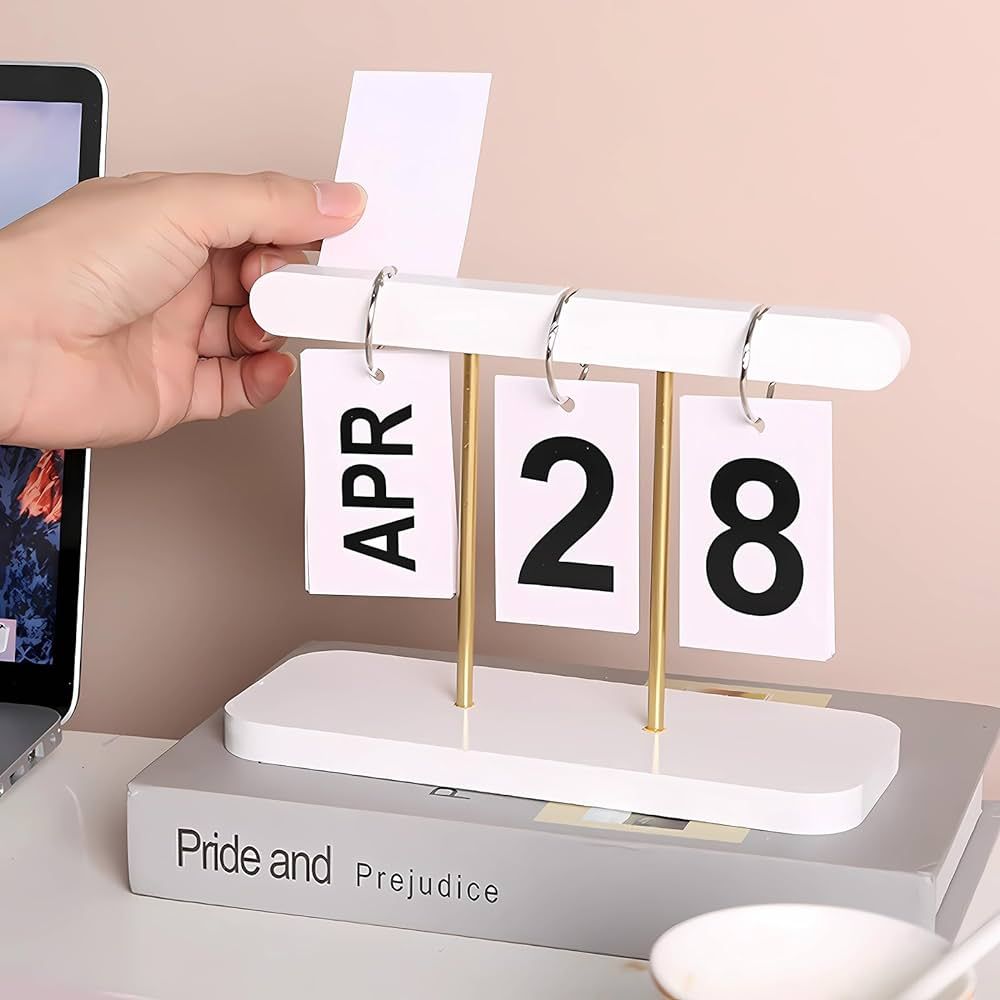 SUPTEC Perpetual Daily Flip Calendar for Desk Reusable Office Desktop Decor Home Accessories Phot... | Amazon (US)