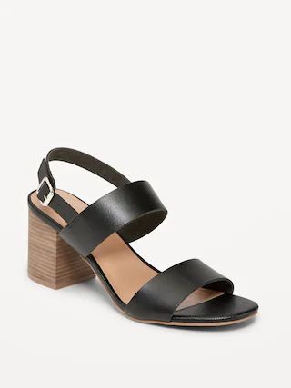 Faux-Leather Strappy Block-Heel Sandals for Women | Old Navy (US)