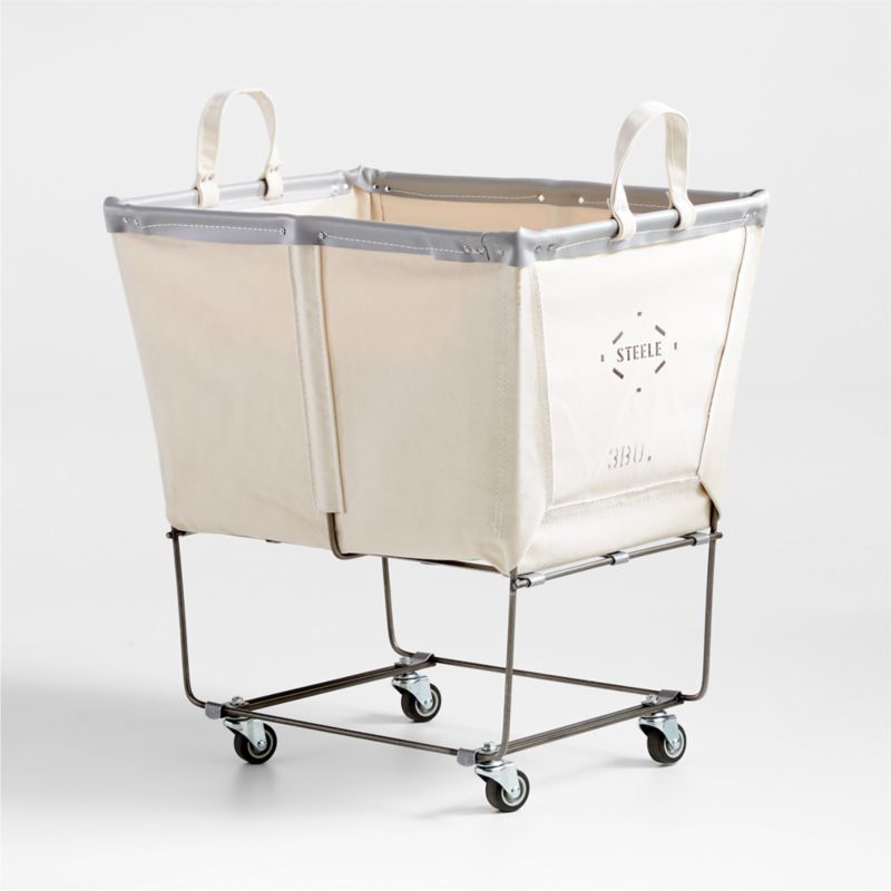 Steele 3-Bushel Canvas Elevated Laundry Basket + Reviews | Crate & Barrel | Crate & Barrel