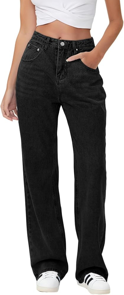 HDLTE Baggy Stretchy Jeans for Women High Waisted Trendy Wide Leg Jeans Boyfriend Denim Pants wit... | Amazon (US)