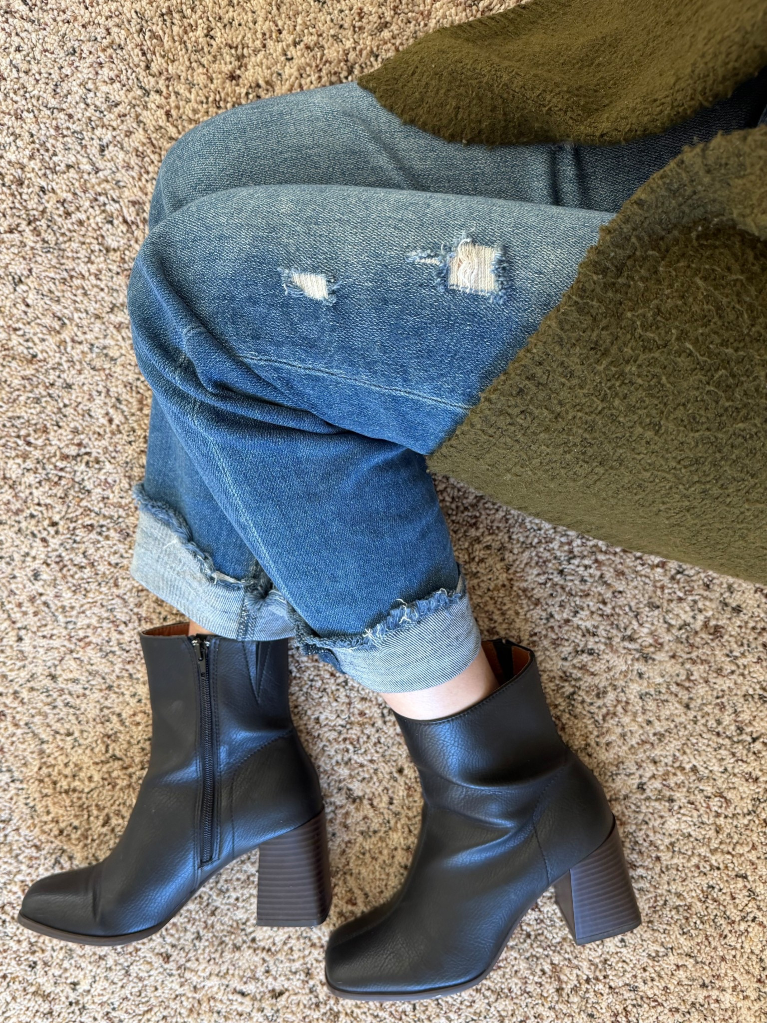 Didn’t want to get pinched so I threw on a green cardigan ☘️ I’ve been living in these boots lately and they are the most comfortable high heeled boots I own. 🖤

Boots, jeans and sweater.

#LTKootd #LTKOver40 #LTKPetite