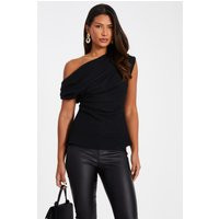 Womens Black Textured Drape Neck Top - 20 | NastyGal UK