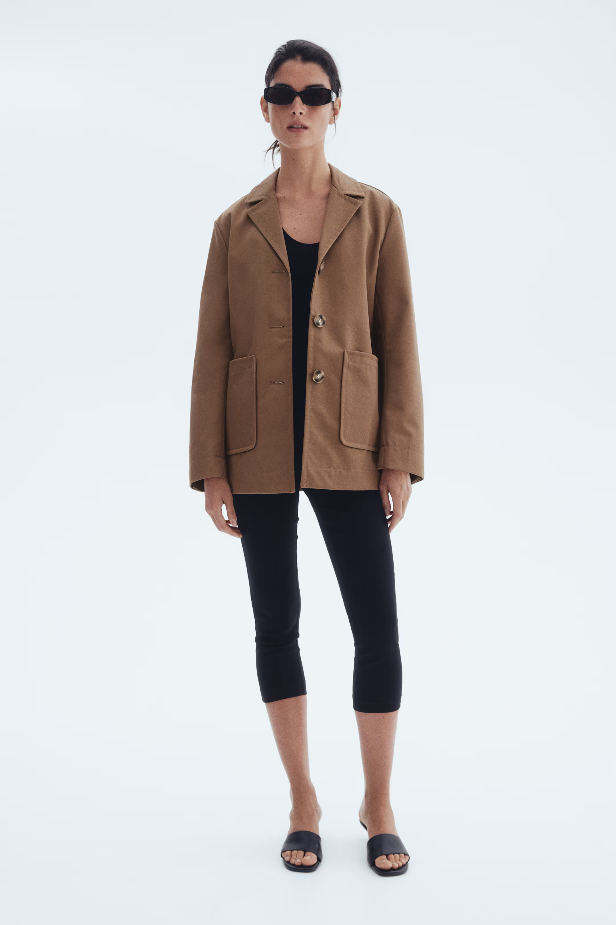 - Oversized twill jacket - Dark beige - Ladies | H&M GB | H&M (UK, MY, IN, SG, PH, TW, HK)