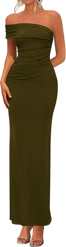 PRETTYGARDEN Women's 2026 Wedding Guest Cocktail Dresses One Off the Shoulder Ruched Bodycon Form... | Amazon (US)
