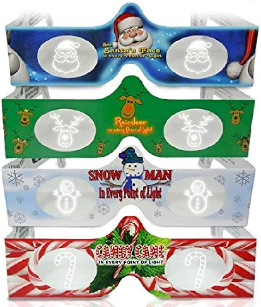 3D Christmas Glasses - 4 Pack Holiday Specs - Hologram Holiday Images | Amazon (US)