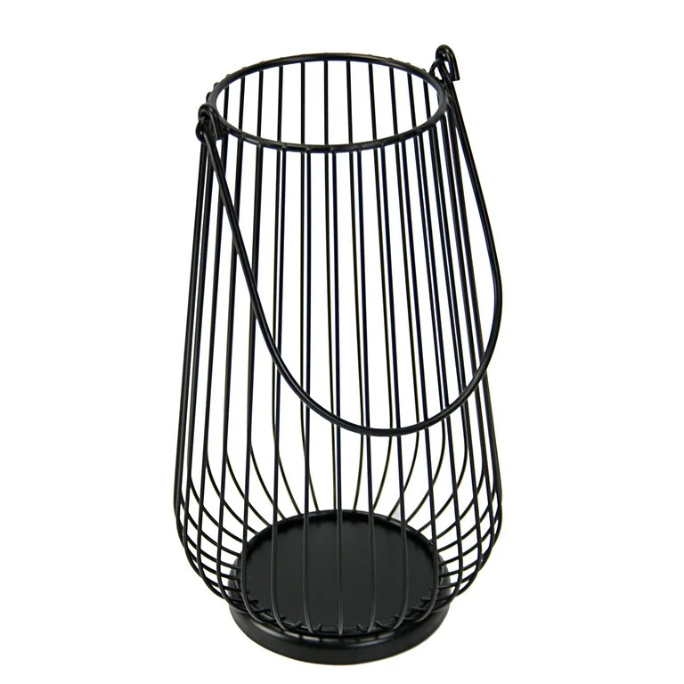 Mainstays 12" Black Metal Wire Candle Holder Lantern, Large | Walmart (US)