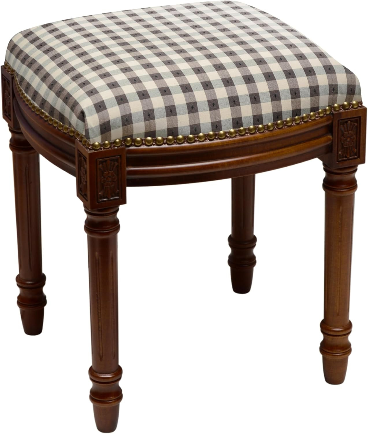 Black Gingham Vanity Stool | Amazon (US)