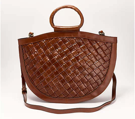 Patricia Nash Woven Leather Oliena Top Handle Satchel | QVC