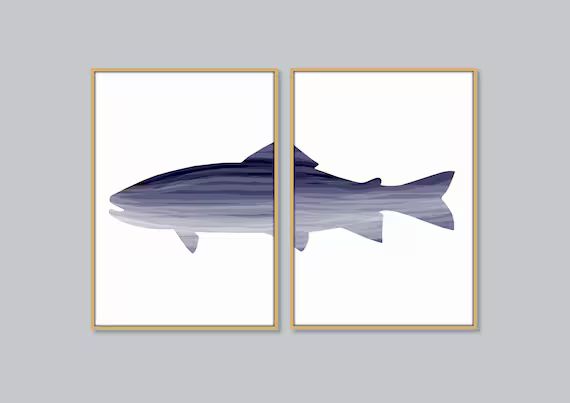 Trout Print Set of 2 Trout Fish Set Modern Lake House Decor | Etsy | Etsy (US)