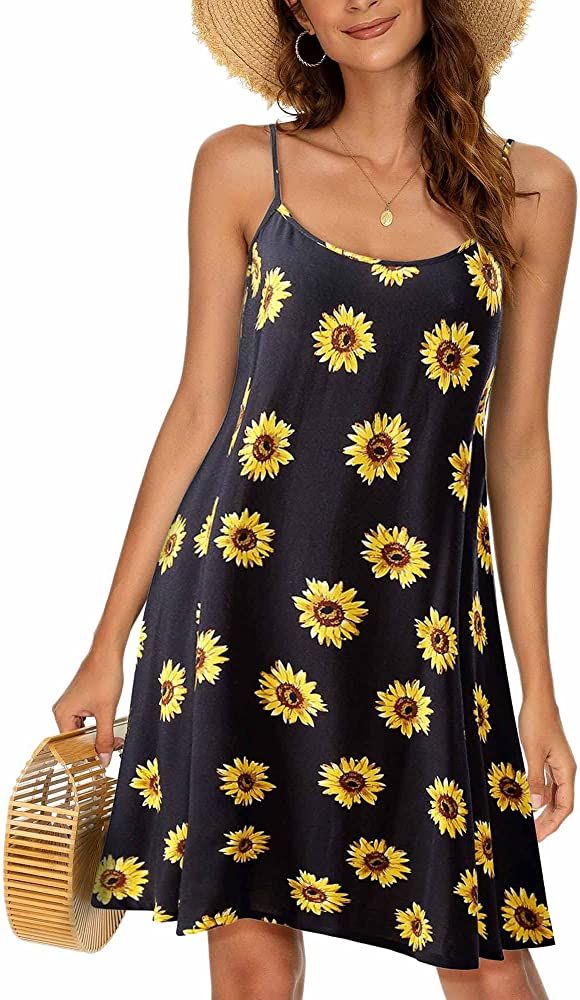MSBASIC Women's Sleeveless Adjustable Strappy Summer Beach Swing Dress | Amazon (US)