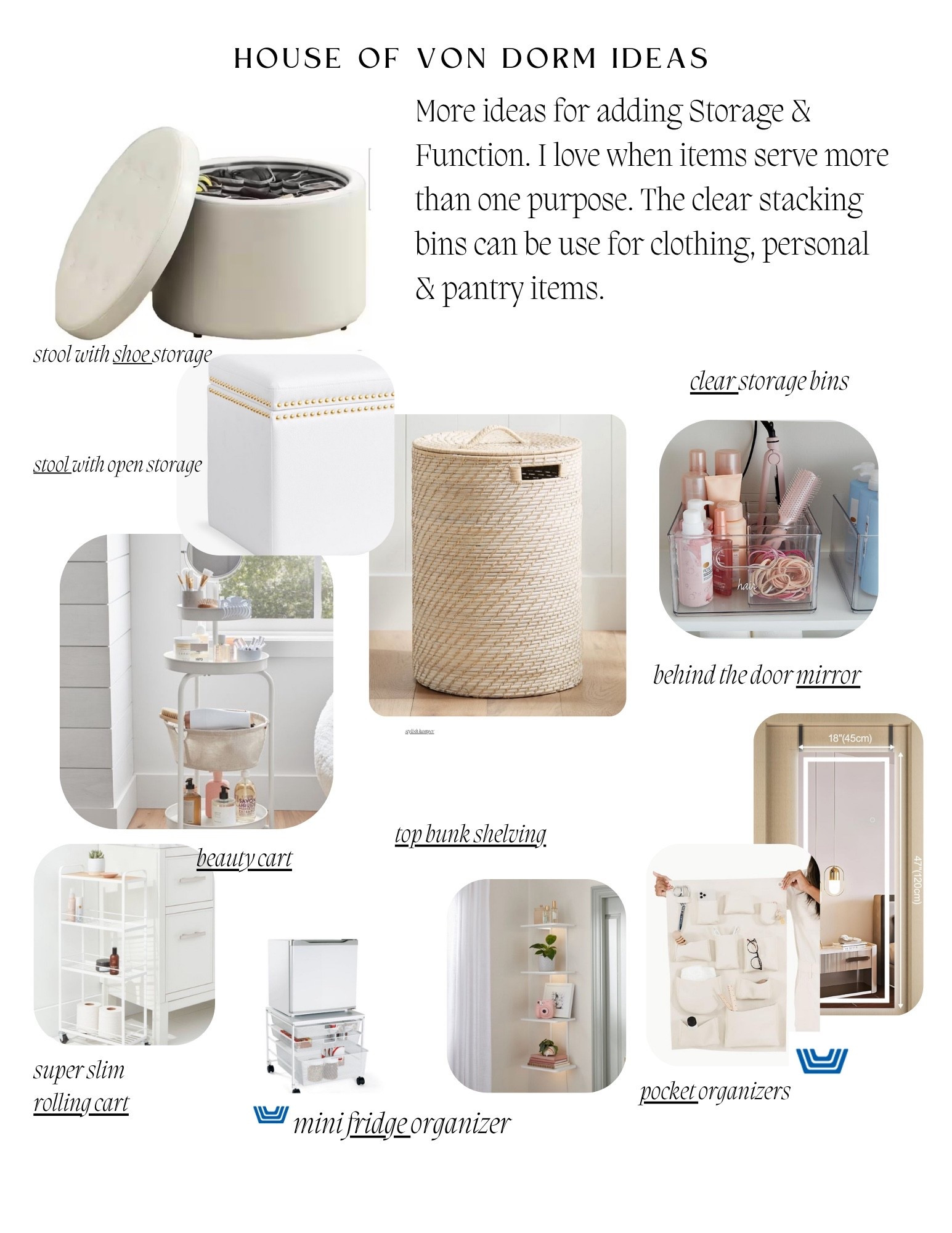 More Dorm Room Organizing Favorites 
#organizeddorm #dormdecor 

TheContainerStore #OrganizedLife
#savannahorganizer 
#houseofvon  #savannah #professionalorganizer #declutter #professionalorganizing  #cluttertoClarity #closetgoals 

#LTKHome #LTKSaleAlert #LTKSeasonal