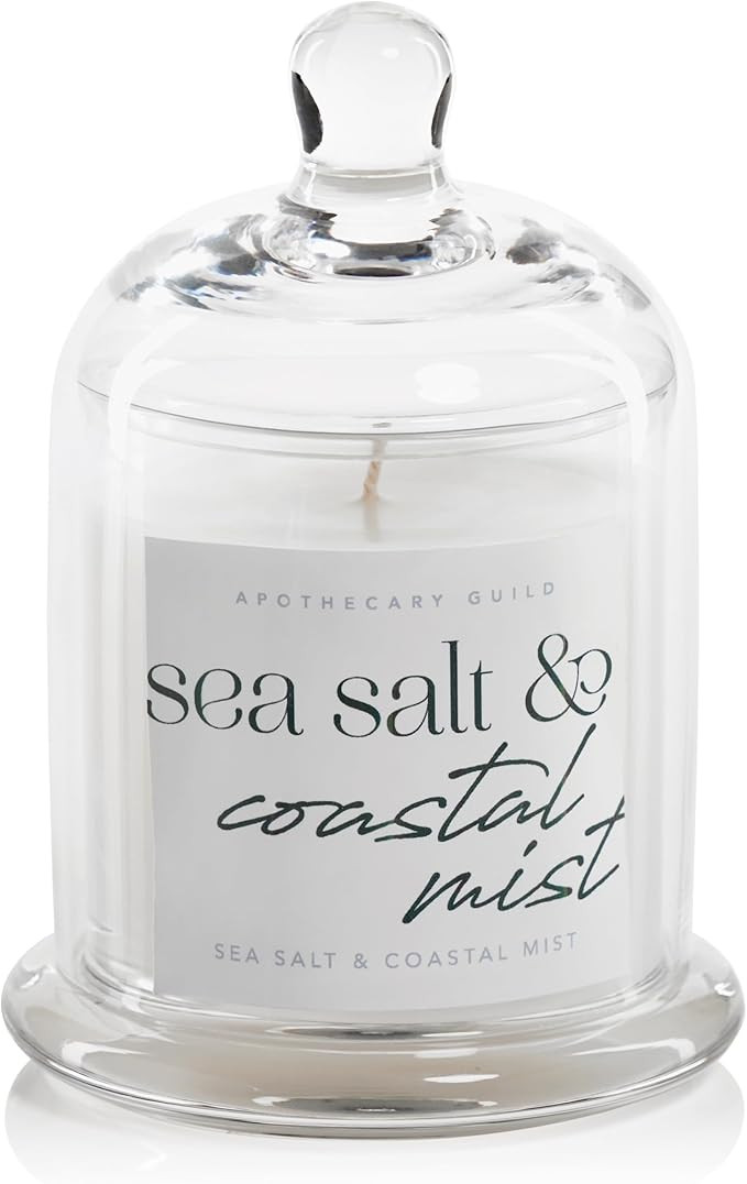 Zodax Apothecary Guild Scented Jar Candle with Glass Cloche, 10.19 oz- Sea Salt & Coastal Mist | Amazon (US)