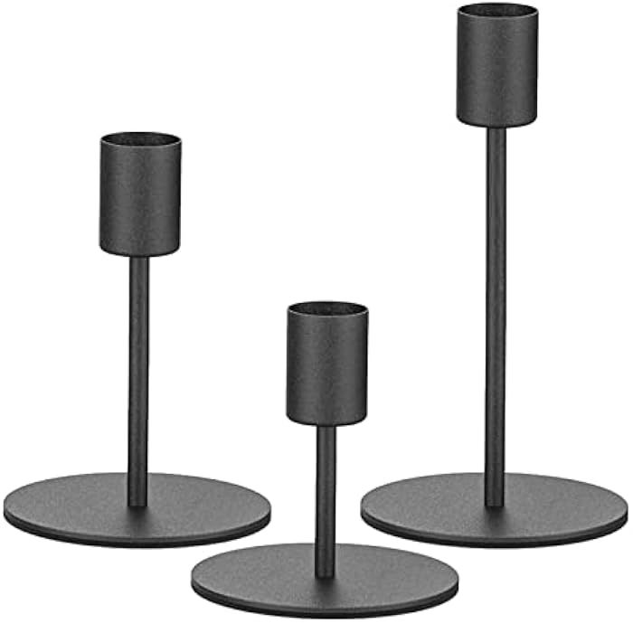 smtyle Black Candle Holders for Taper Candles Set of 3 Candelabra with Iron-0.8" Diameter Candles... | Amazon (US)