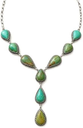 925 Sterling Silver Turquoise Y Necklace, Green Royston Turquoise Lariat Necklace, Western Teardr... | Amazon (US)
