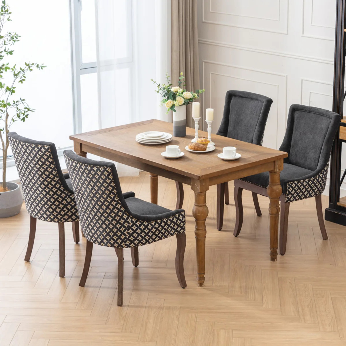 Upholstered Dining Chairs Set of 2, Fabric Dining Room Chair, Kitchen & Dining Room Chairs, Farmh... | Wayfair North America