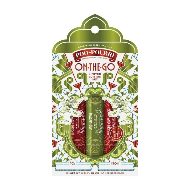 Poo-Pourri Holiday On the Go Toilet Spray, 3pk, Berry and Bright + Balsam Bum | Walmart (US)