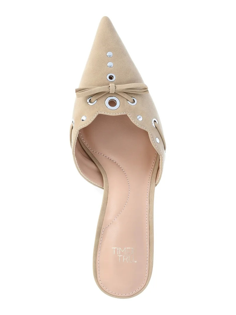 Time and Tru Women's Studded Kitten Heel Mules | Walmart (US)