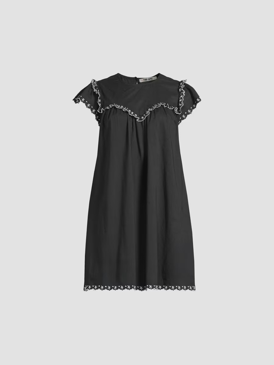 Women's Mari Cotton Voile Babydoll Minidress - Black - Size XS | Saks Fifth Avenue