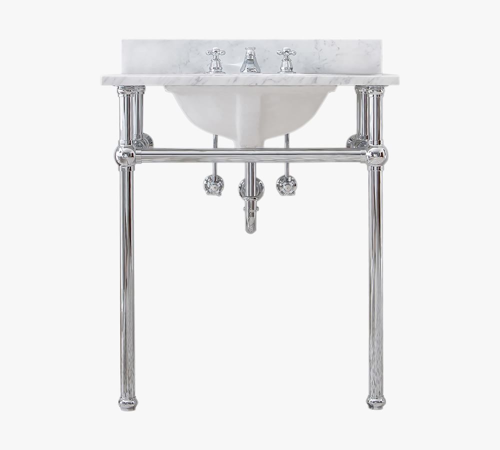 Chrome Aveline Marble Top Single Sink Vanity, 30&amp;quot; | Pottery Barn (US)