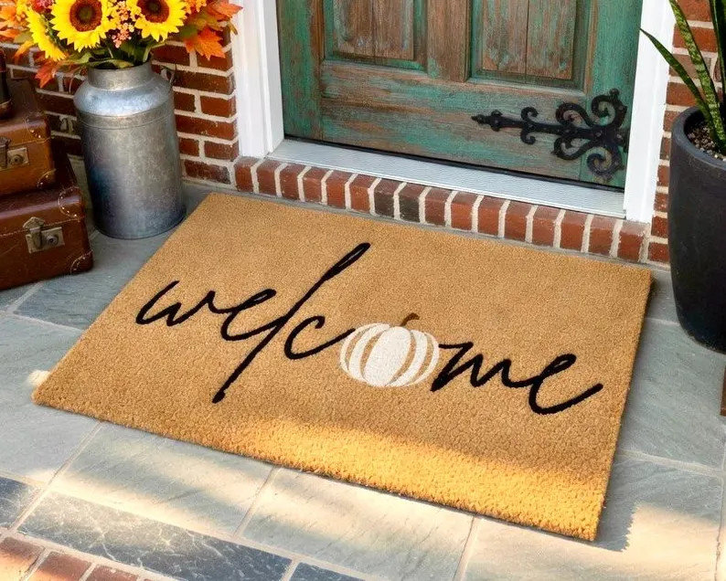 Pumpkin Welcome Mat, Pumpkin Doormat, Fall Doormat, Fall Decor, Doormat for Fall, Fall Door Mat, ... | Etsy (Global)