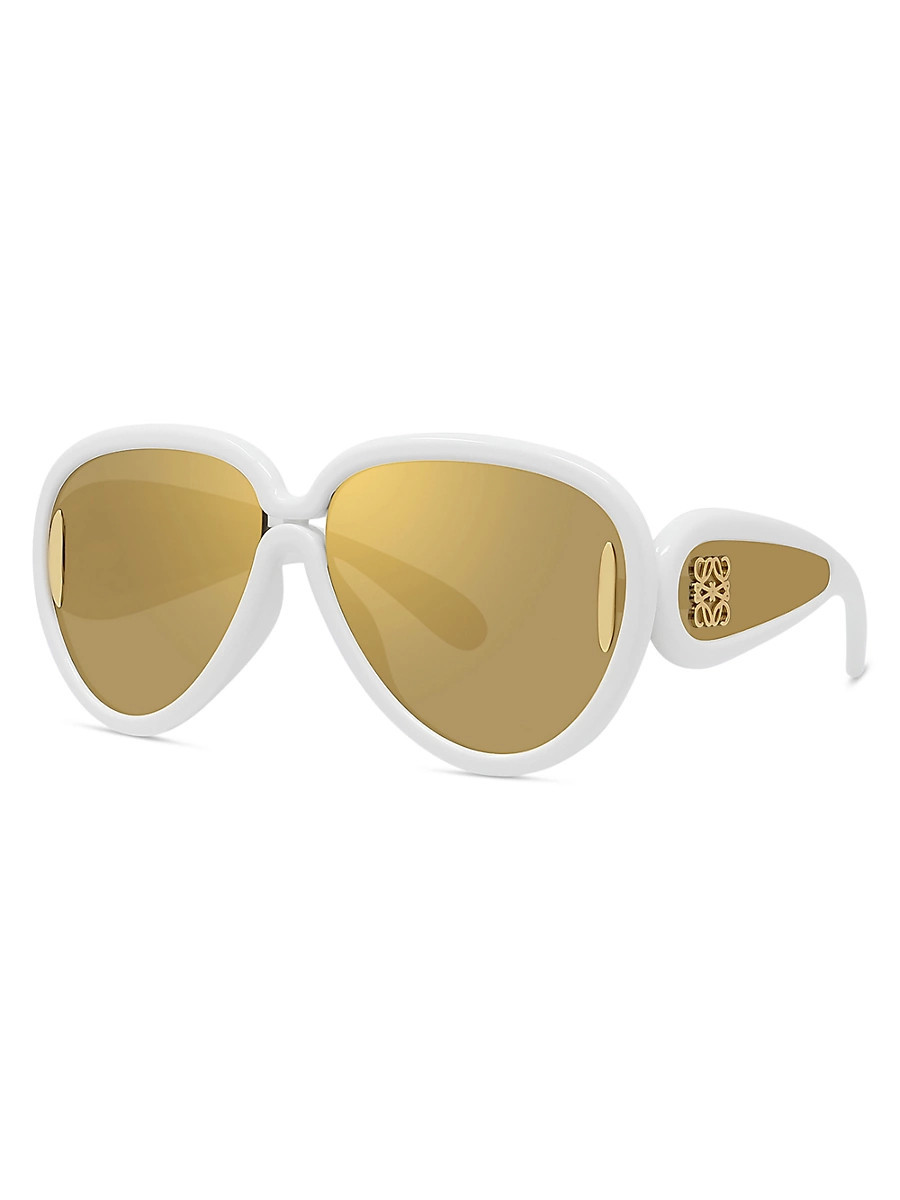 Men's LOEWE x Paula's Ibiza 65MM Wave Mask Pilot Sunglasses - White Brown Mirror | Saks Fifth Avenue