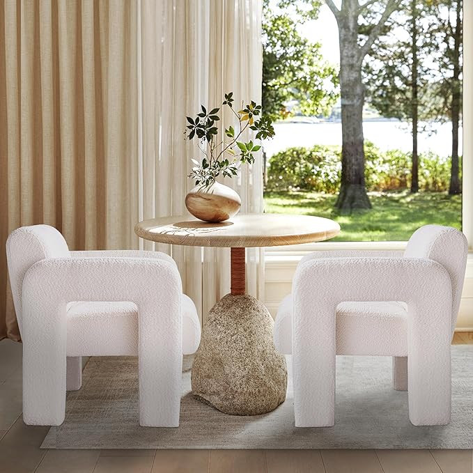 Yoglad Modern Accent Chair Set of 2, Bouclé Fabric Upholstered ArmChair, Comfy Single Chair for ... | Amazon (US)