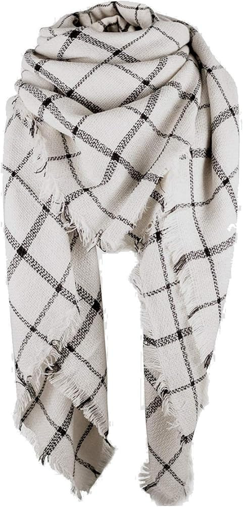 Zando Womens Plaid Scarf Classic Fall Winter Scarf Tassel Chunky Wrap Oversized Shawl Cape Scarve... | Amazon (US)