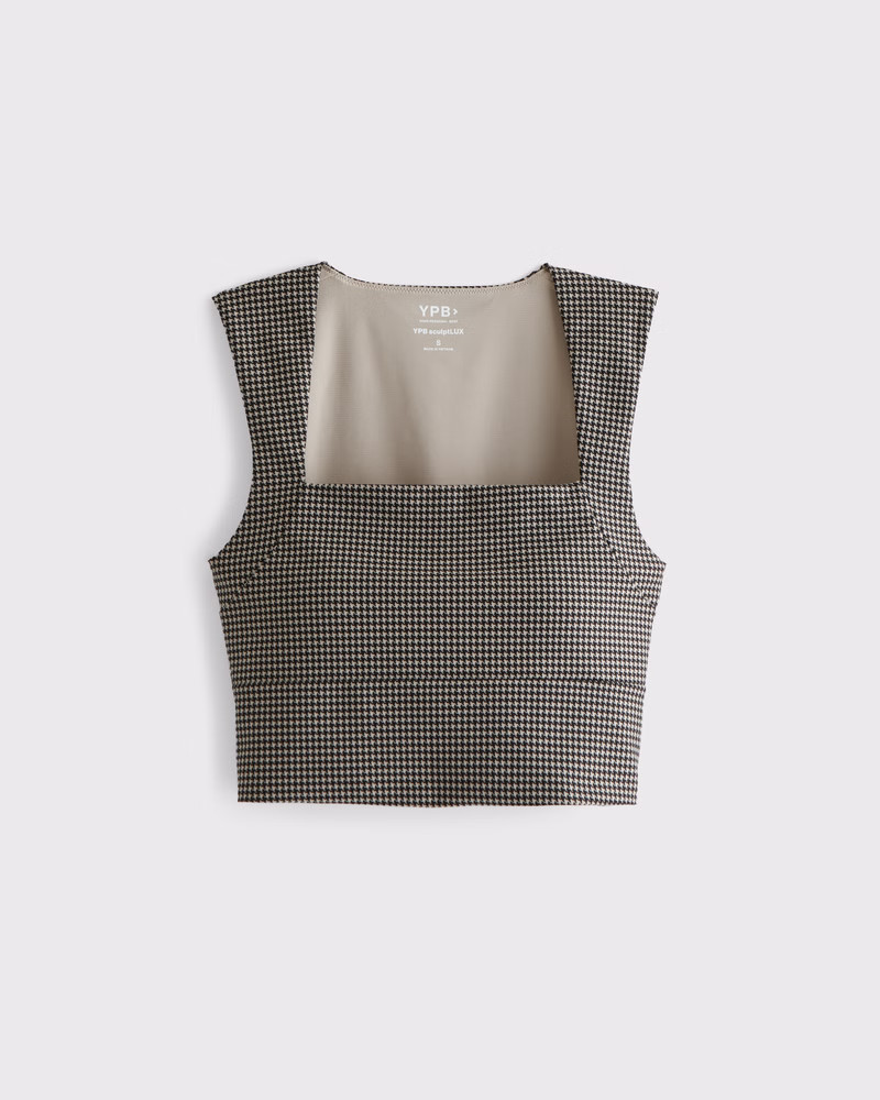 Abercrombie & Fitch Women's YPB sculptLUX Portrait Tank in Black Houndstooth - Size XS | Abercrombie & Fitch (US)