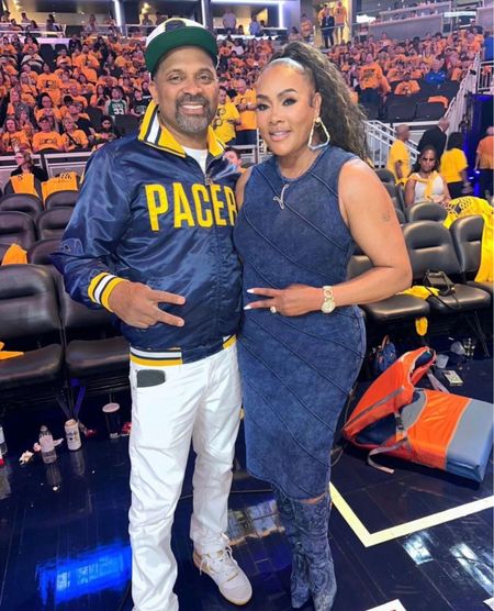Vivica Fox with Mike Epps in Herve Leger