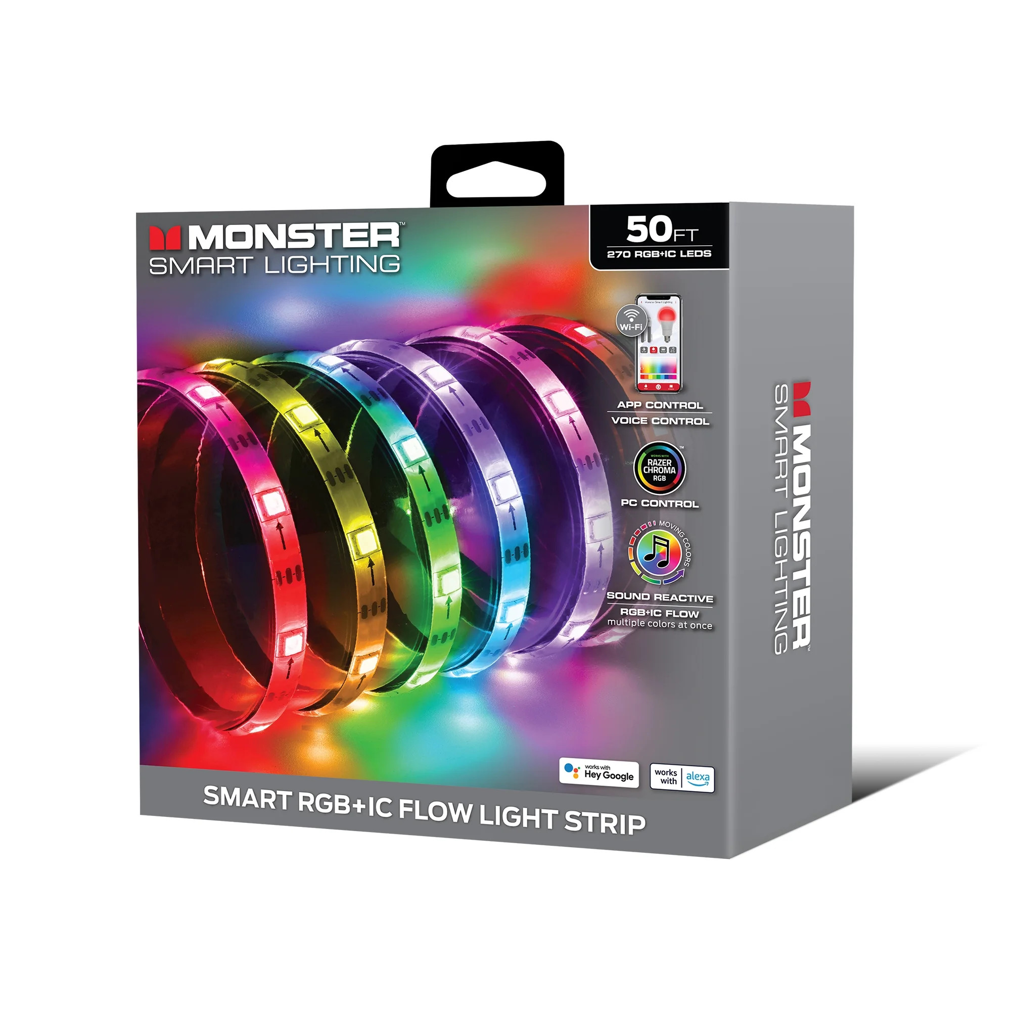 Monster Smart Lighting Indoor LED Light Strip, RGBIC Multicolor Flow LED Lights, for Christmas, H... | Walmart (US)