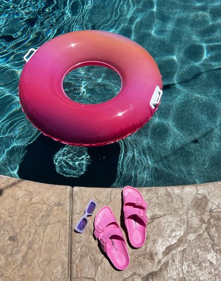 Pool essentials!! I LOVE these pink sandals SO MUCH! They are so comfortable and lightweight and they come in tons of colors! And who doesn’t want a fun purple pair of sunglasses!!! I also linked a bunch of fun pool floaties too!!! #poolday #summer #sandals #sunglasses 

#LTKstyletip #LTKunder50 #LTKswim