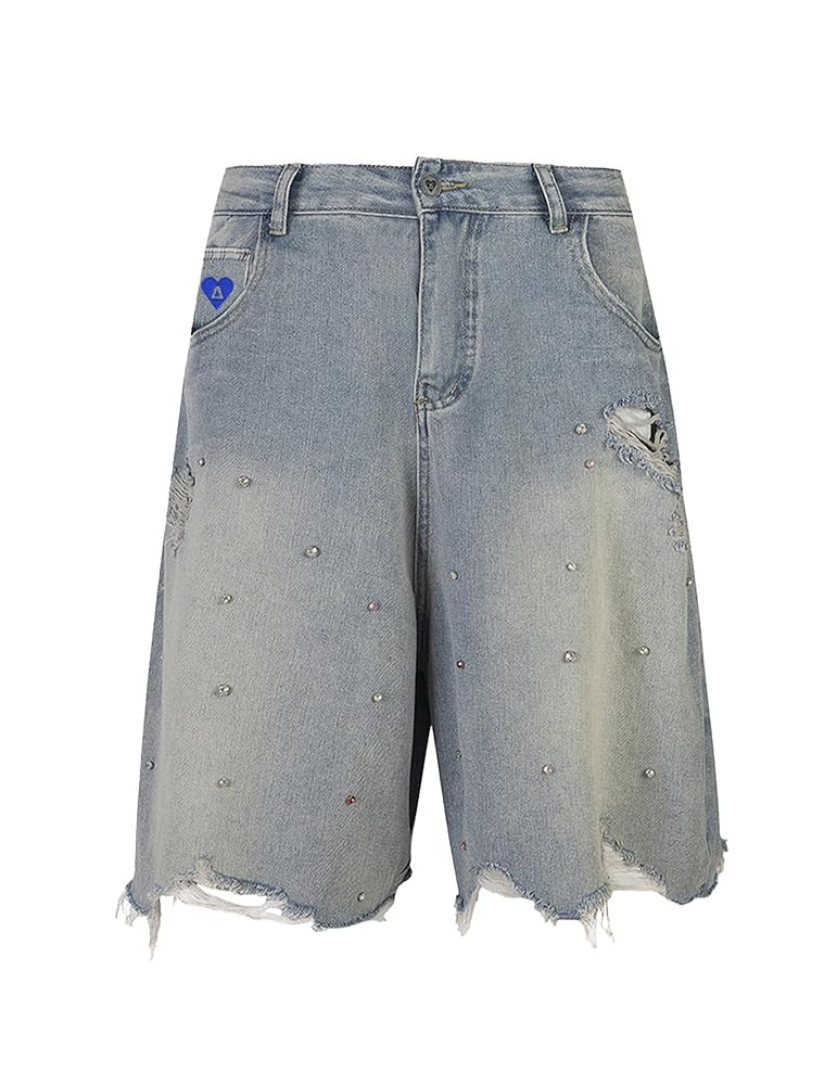 Aelfric Eden Bermuda Jorts Rhinestone Application Jort Summer Baggy Denim Shorts Wide Leg Loose F... | Amazon (US)