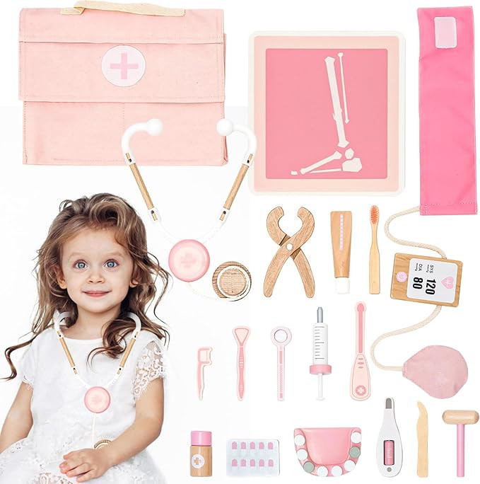 Doctor’s Kit Play Set for Kids, Pretend Toy 18 PCS Doctor Playset for Toddlers, Dentist Kit Doc... | Amazon (US)