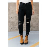 Into The Wild Distressed Skinny Jeans, Judy Blue Jeans, Mid-Rise Denim, Black Animal Print Jeans | Etsy (US)