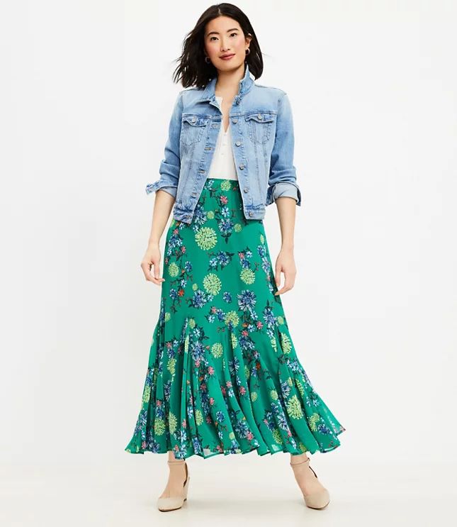 Petite Godet Midi Skirt | LOFT