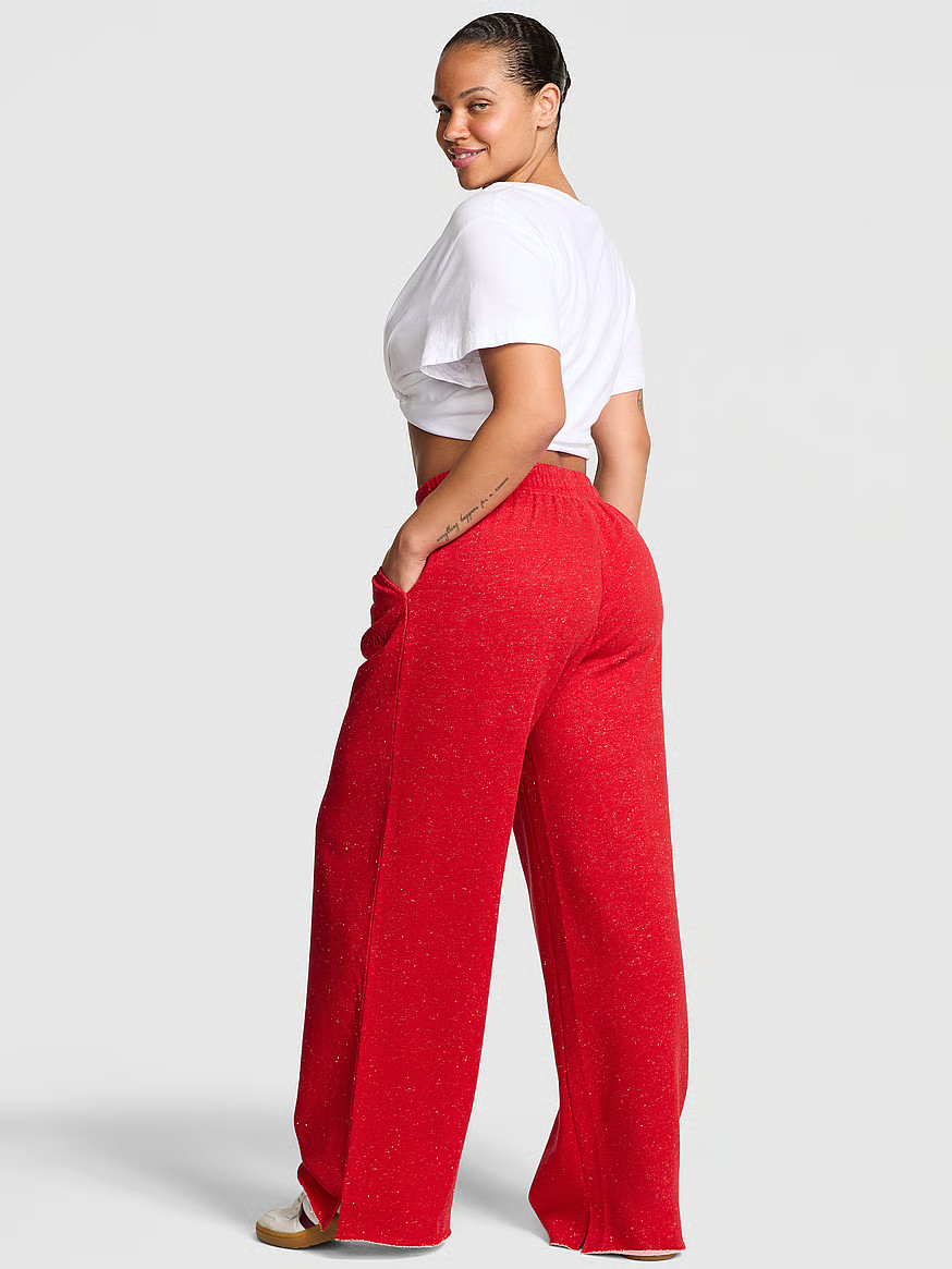 Buy Ivy Fleece Wide-Leg Split-Hem Sweatpants, Vs Snow Heather Angelina - Order Bottoms online - P... | Victoria's Secret (US / CA )