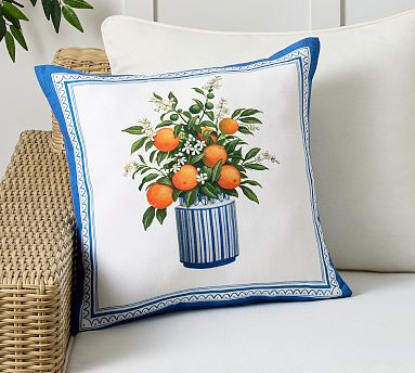 Mark D. Sikes Citrus Stripe Outdoor Pillow | Pottery Barn (US)