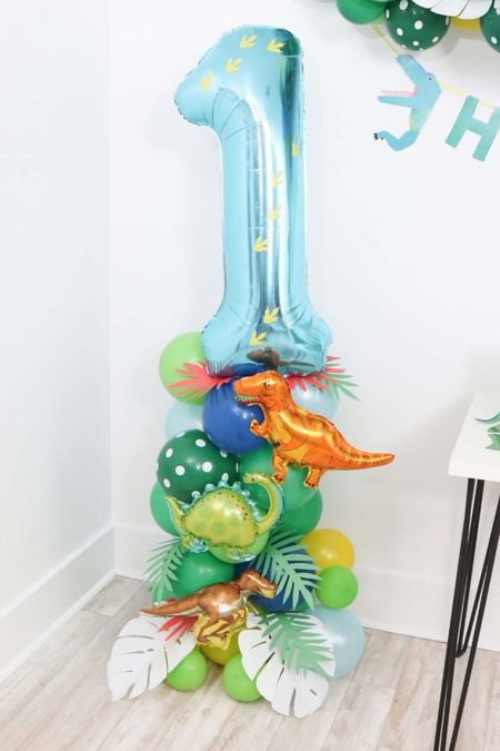 Create a dinosaur first birthday party balloon tower!

#dinoparty #kidsparty #partyballoons #partyideas #dinosaurtheme

#LTKparties #LTKkids #LTKbaby