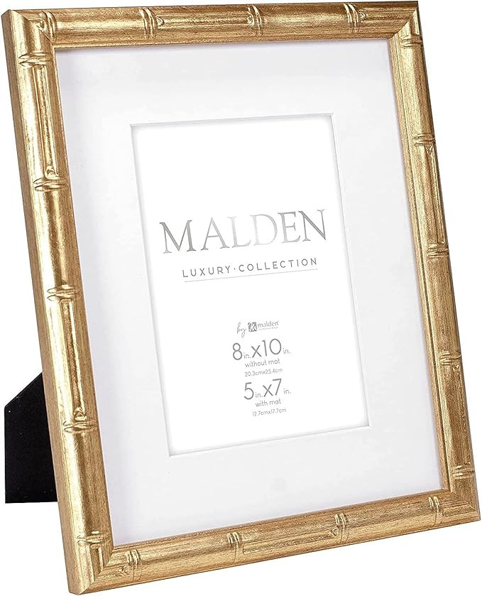 Malden International Designs 5x7 Matted Gold Bamboo PS Moulding Picture Frame Antique Gold Finish... | Amazon (US)