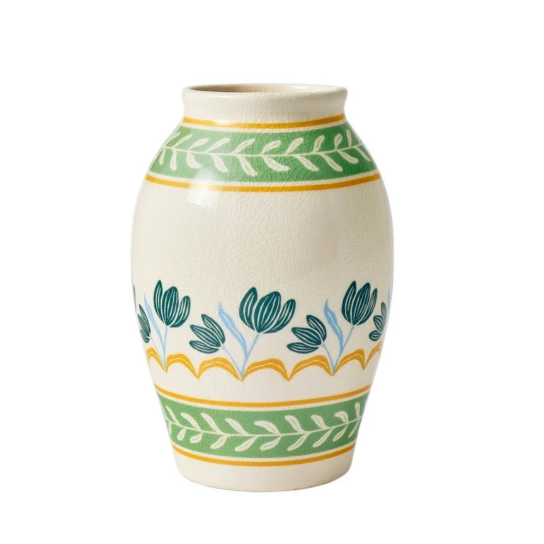 Better Homes & Gardens Napa 9" White Printed Ceramic Vase | Walmart (US)