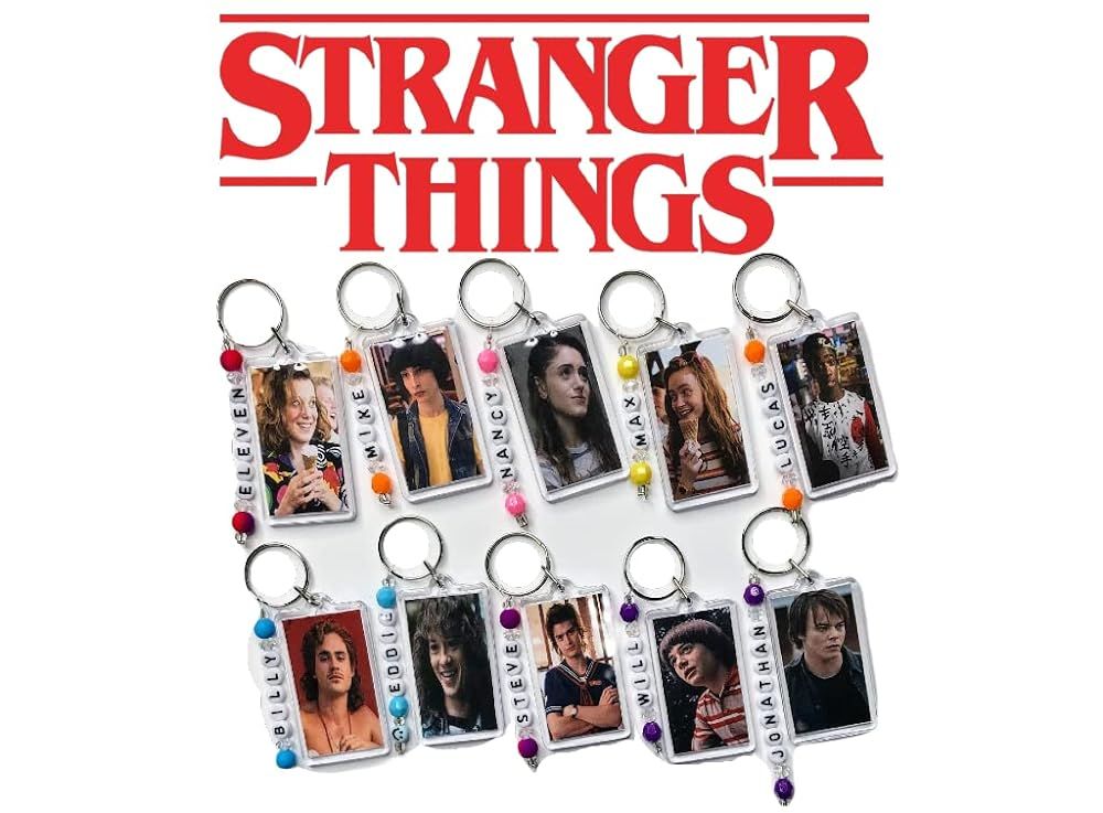 STRANGER | THINGS Keychain or Photo Key Chain + Name Charm | Steve | Mike | Eddie | Billy | Eleve... | Amazon (US)