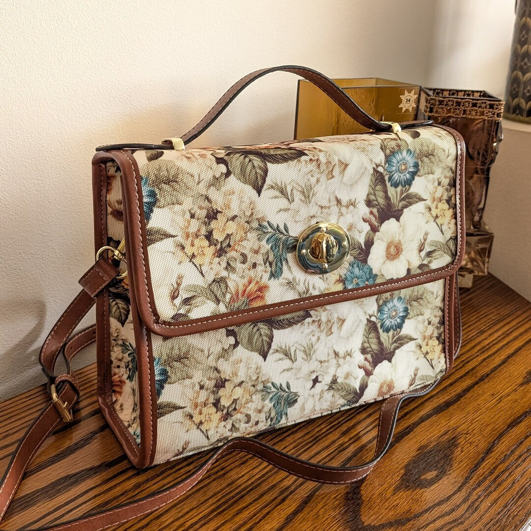 Retro Flower Ladies Bag With Removable Strap, Naturecore Messenger Bag, Botanic Vintage Garden Pu... | Etsy (US)