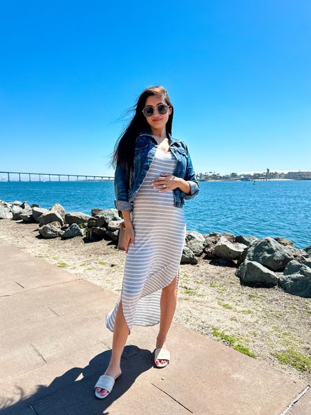 San Diego blues 🌊  this striped t shirt dress is breezy and comfy for the bump 🤰🏻  

#LTKbump #LTKfindsunder50 #LTKSeasonal